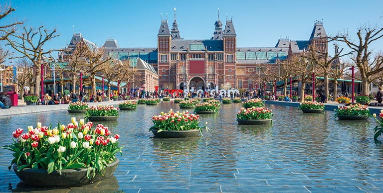 The Rijksmuseum in the Museumplein in Amsterdam